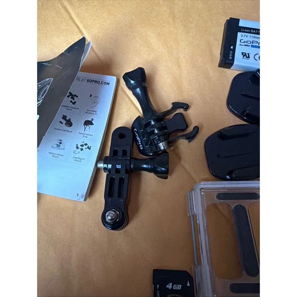 GoPro HD Hero 2 Accessory Bundle Battery 4GB SD Card Mounts Manual Backdoors